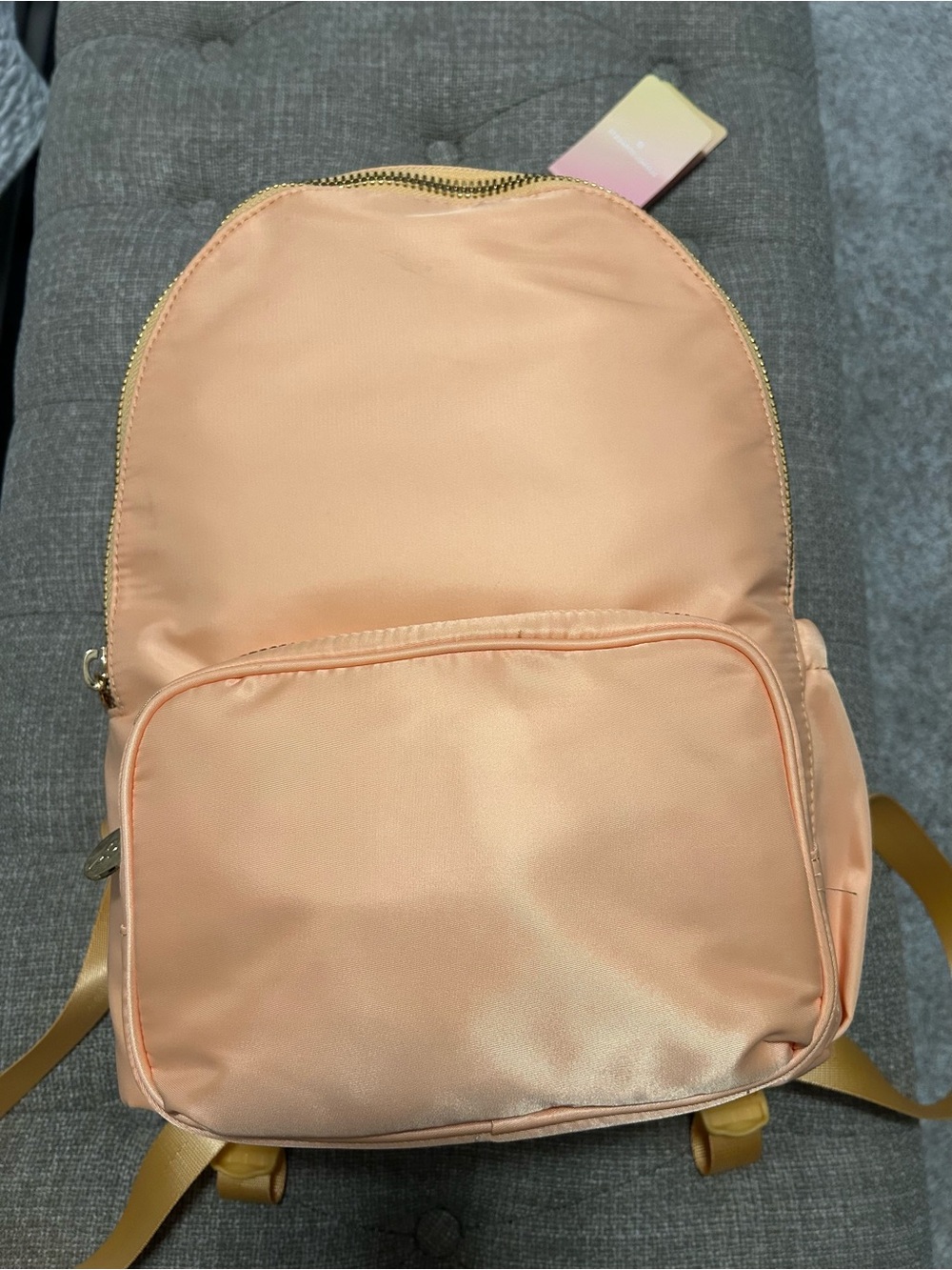 NWT Stoney Clover Lane Peach Satin Look Backpack - Lightweight Everyday Backpack